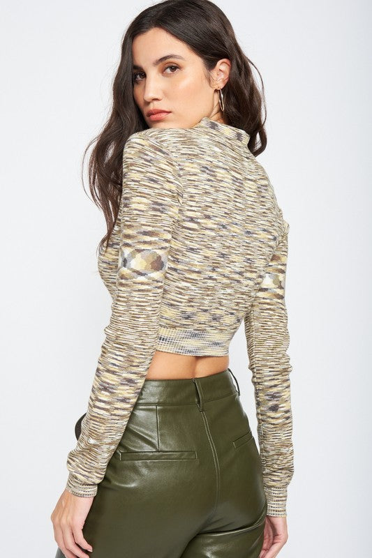 Space Dyed Collared Crop Sweater