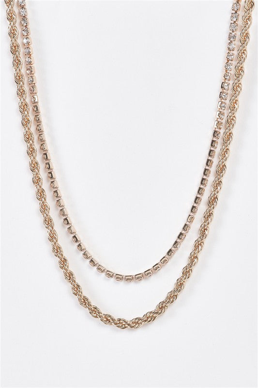 Rhinestone Double-Chain Necklace Tasha Apparel