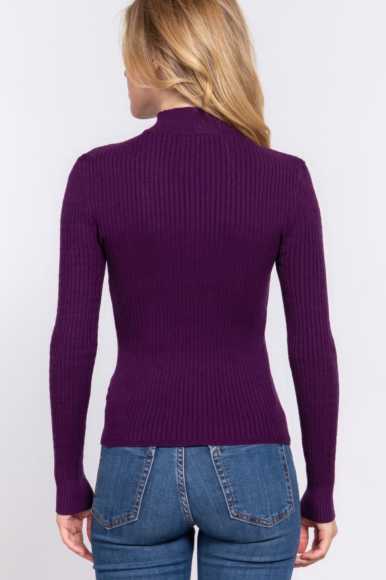 Long Sleeve Mock Neck Rib Sweater