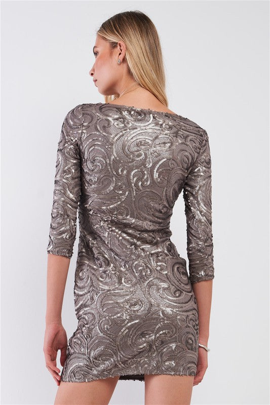 Sequin Embroidery Body Con Mini Dress Tasha Apparel