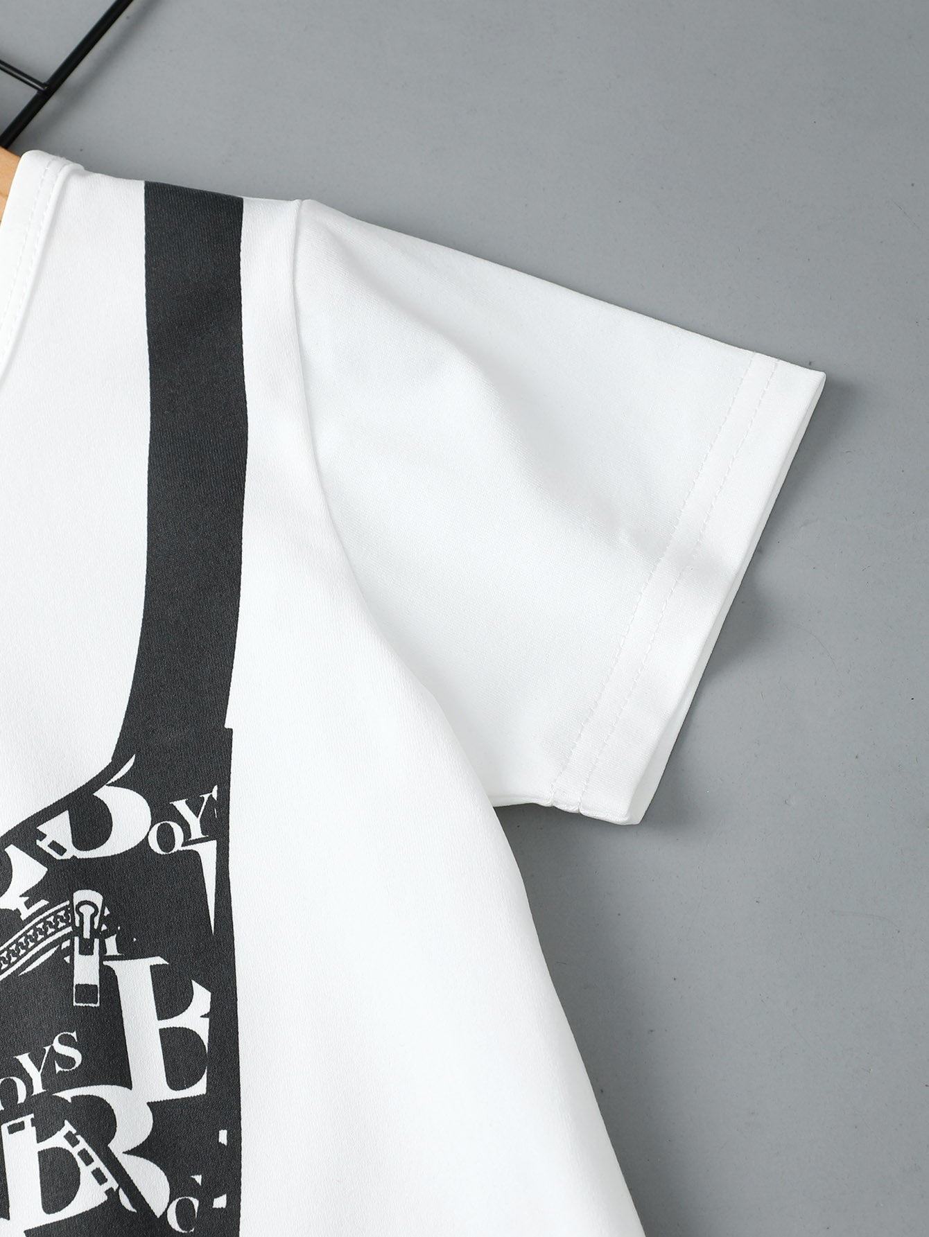 Boys Bag Graphic T-Shirt and Letter Print Shorts Set Trendsi