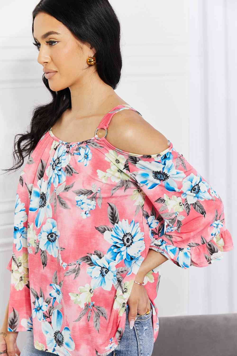 Sew In Love Fresh Take Floral Cold-Shoulder Top