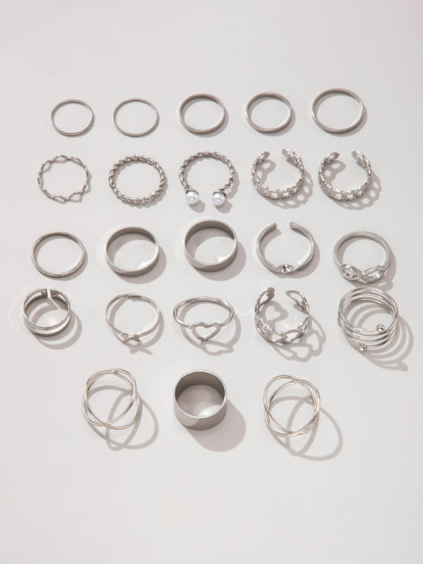23 piece Cross Love Pearl Ring Set kakaclo