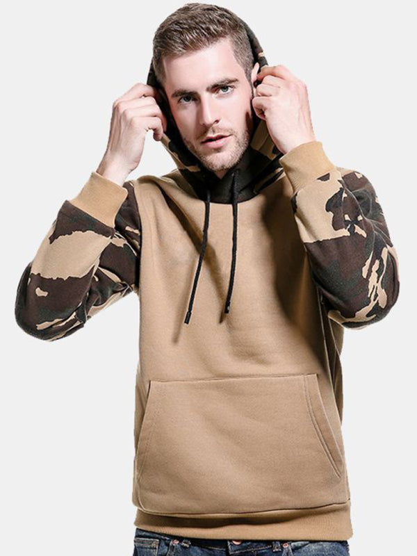 Men’s Camo Blocked Pullover Hoodie kakaclo