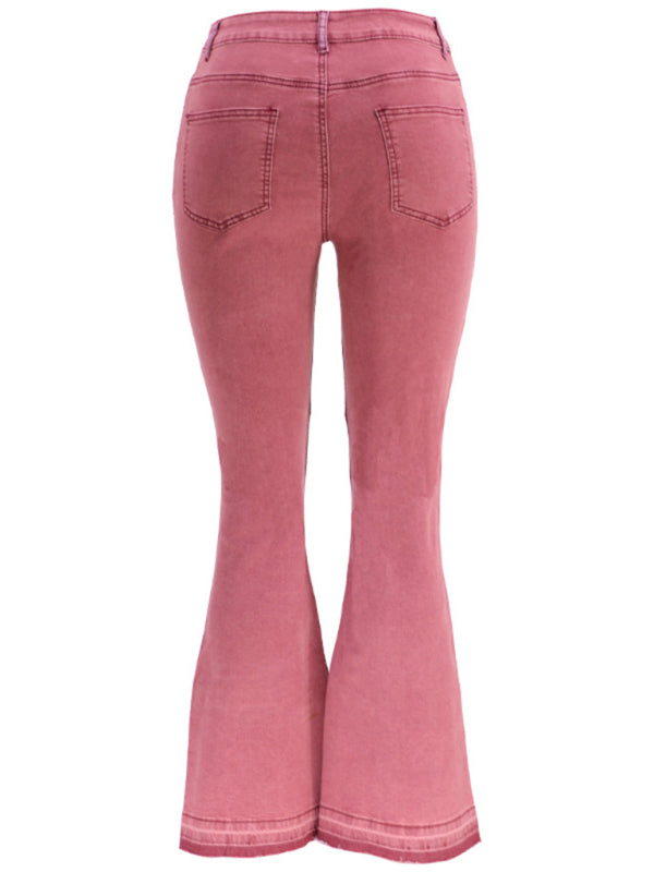 Colorblock High Waist Flared Jeans kakaclo