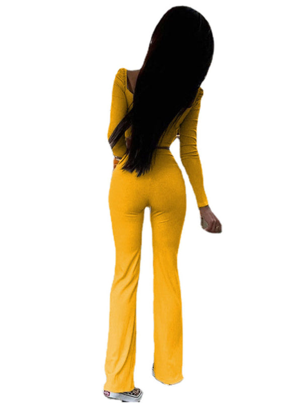 Long Sleeve Square Neck Shirt & Pant Set kakaclo