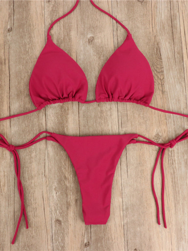 Solid Color Strap Bikini