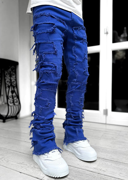 Men's Patched Stacked Jeans