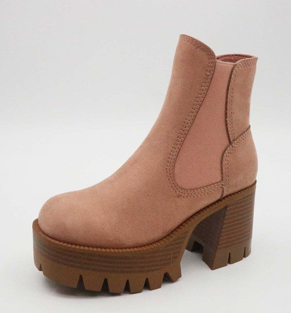 high platform bootie with corc and rubber soles si