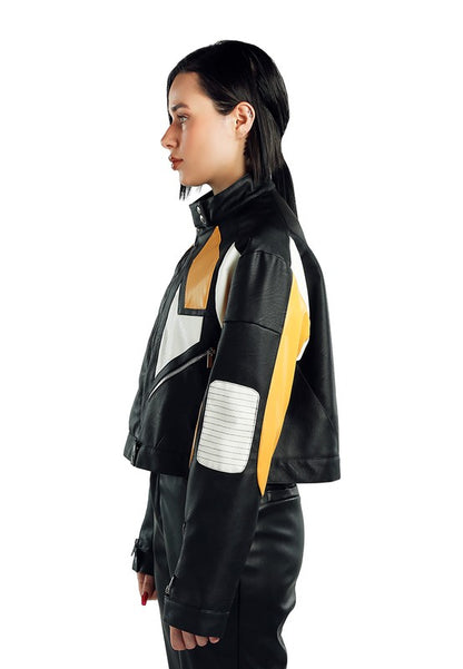 Color Block Biker Jacket