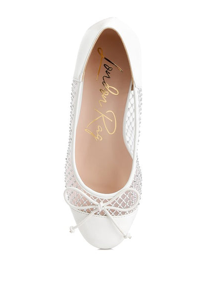 Tudum Rhinestone Detail Mesh Ballerinas