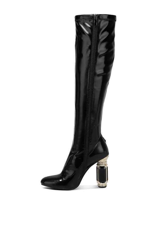 Ecstasy Fantasy Heel Patchwork Knee High Boots