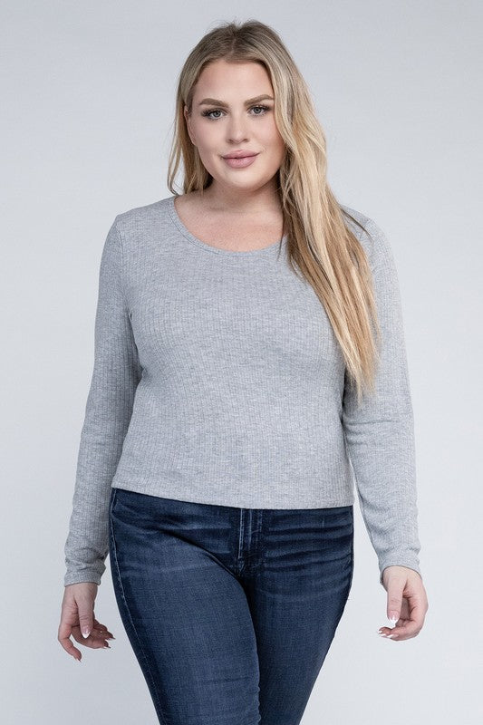 Plus+ Classic Ribbed Round Neck Long Sleeve