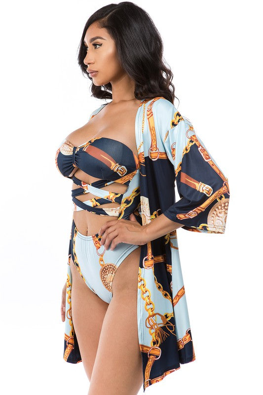 Multi-Print Swim Suit & Cover Up Set