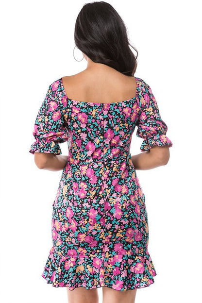 Flower Print Mini Dress