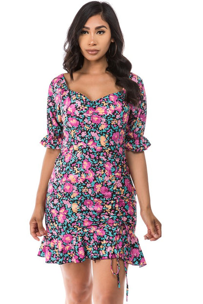 Flower Print Mini Dress