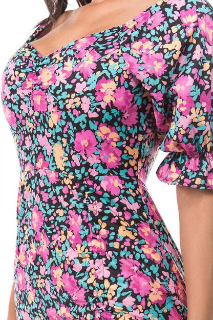 Flower Print Mini Dress