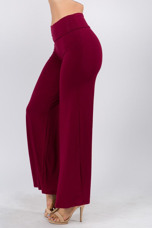 Solid Color High Waist Wide Leg Pants 5Besties