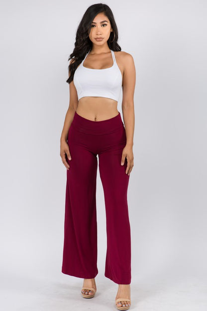 Solid Color High Waist Wide Leg Pants 5Besties