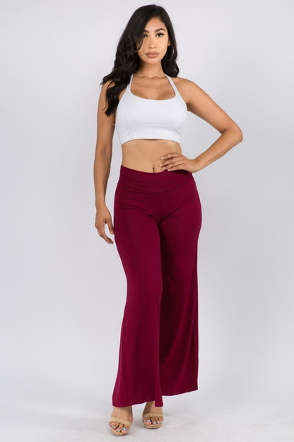 Solid Color High Waist Wide Leg Pants 5Besties