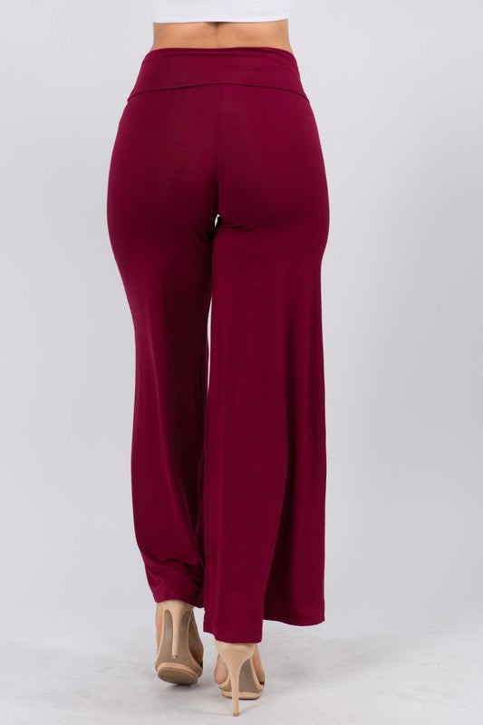 Solid Color High Waist Wide Leg Pants 5Besties