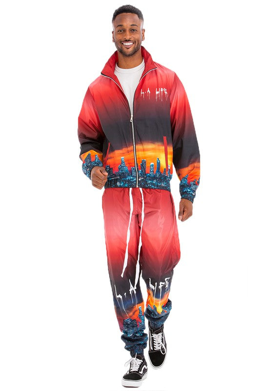 NYC LA Life Print Windbreak Tracksuit