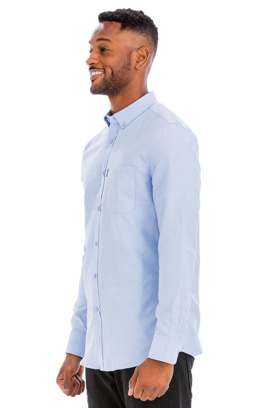 Men's Solid Long Sleeve Button Down