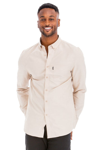 Men's Solid Long Sleeve Button Down