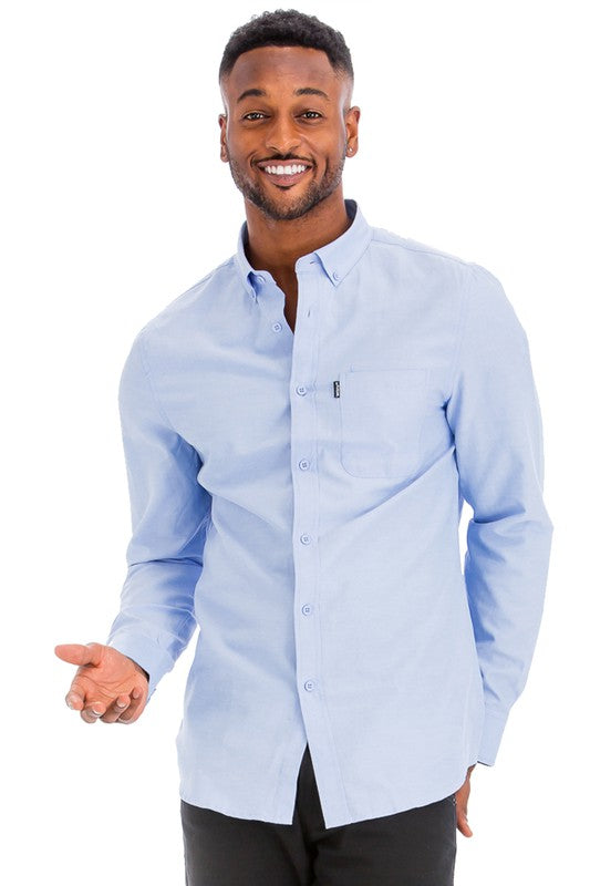 Men's Solid Long Sleeve Button Down