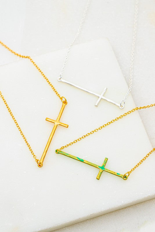 Sideway Cross Necklace LA3accessories