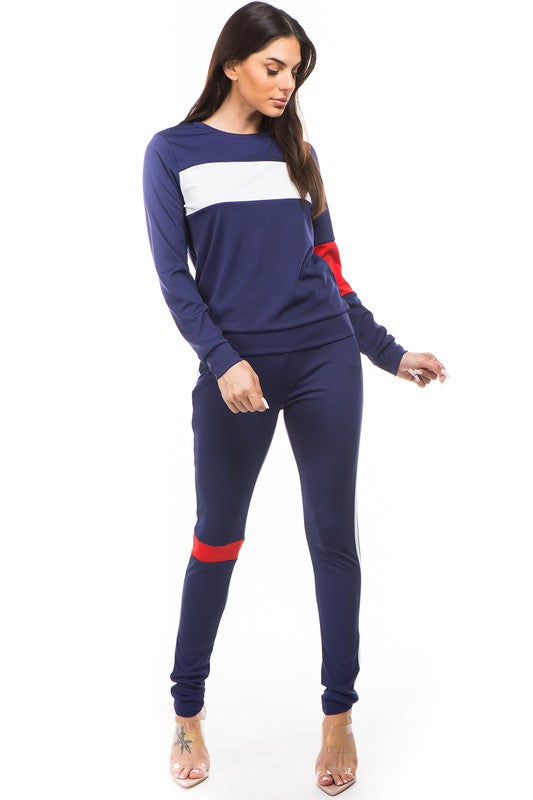 Color Block Sweater & Pant Set