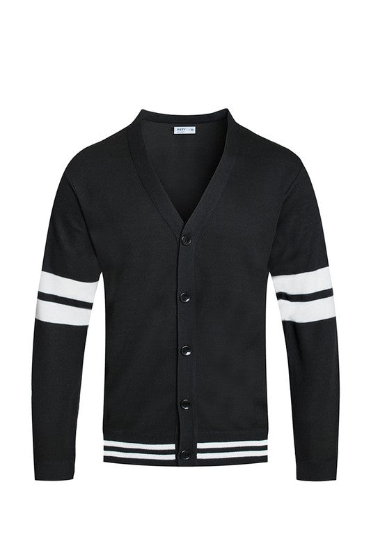 Weiv Men's Two Stripe Button Cardigan