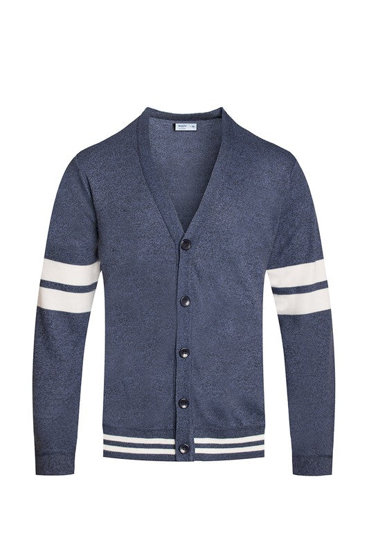 Weiv Men's Two Stripe Button Cardigan