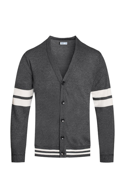 Weiv Men's Two Stripe Button Cardigan