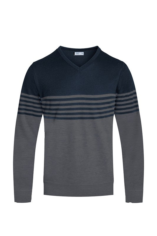 Weiv Men's Knit V-neck Pullover Sweater