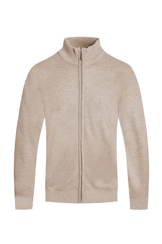 Weiv Men's Solid Full Zip Sweater