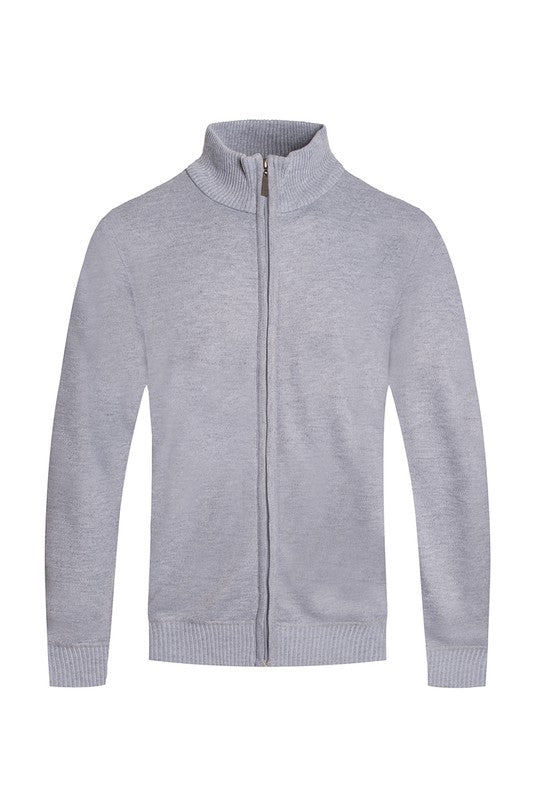 Weiv Men's Solid Full Zip Sweater