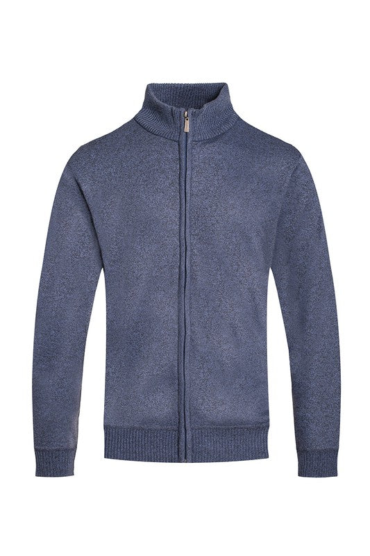 Weiv Men's Solid Full Zip Sweater