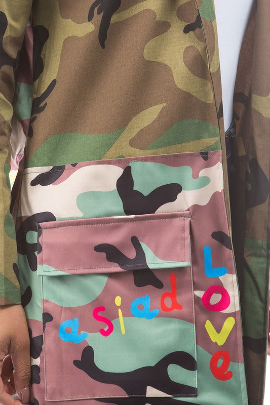 Graphic Print Camo Jacket