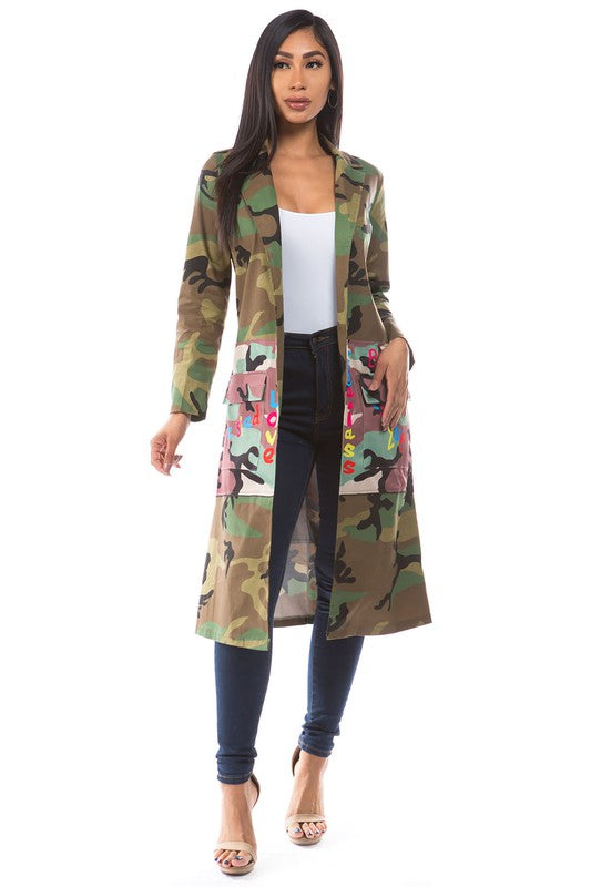 Graphic Print Camo Jacket