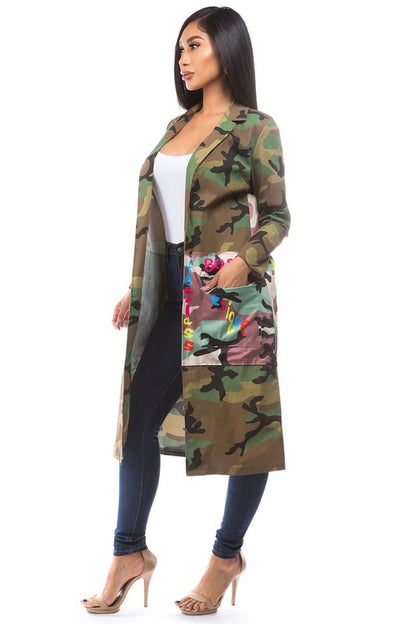 Graphic Print Camo Jacket