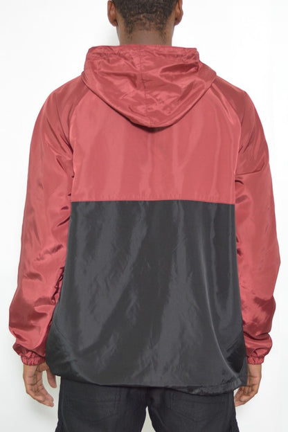 Men's Anorak Color Block Three Tone WIndbreaker Jacket