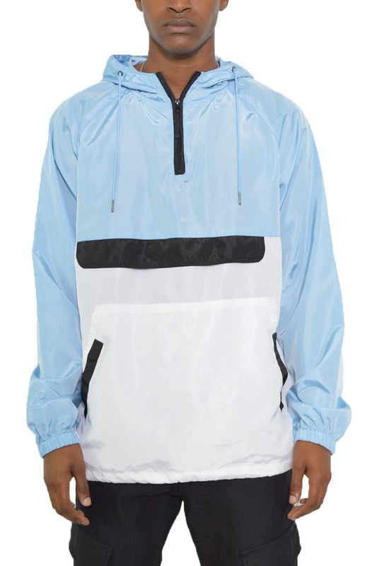 Men's Anorak Color Block Three Tone WIndbreaker Jacket