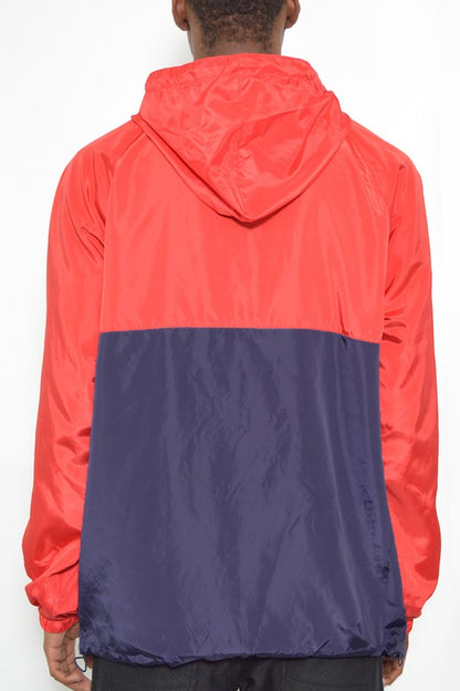 Men's Anorak Color Block Three Tone WIndbreaker Jacket