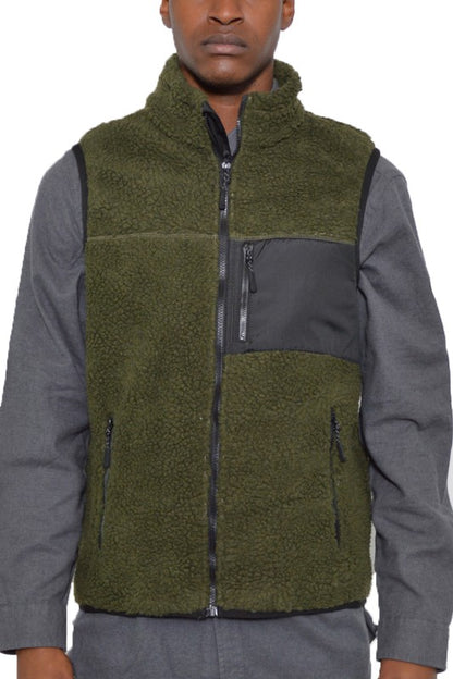 Men's Padded Sherpa Fleece Vest