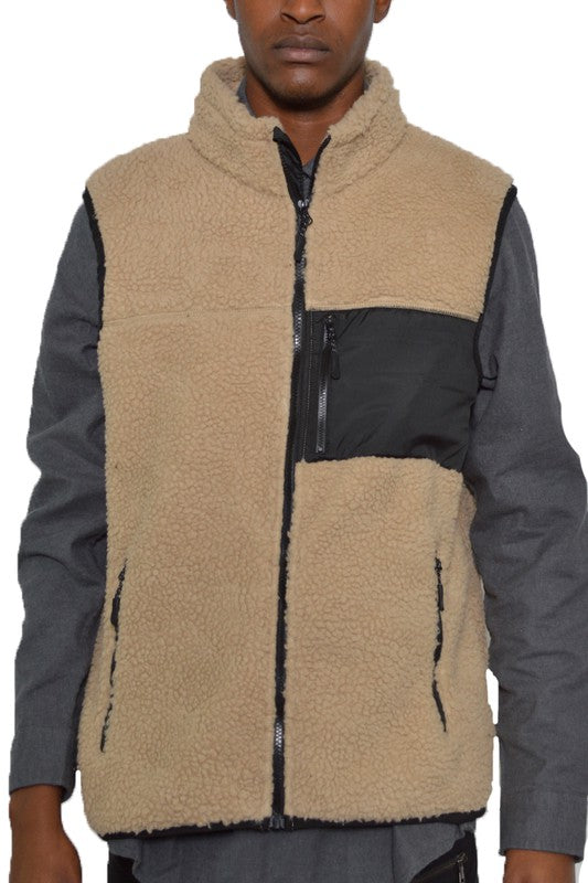 Men's Padded Sherpa Fleece Vest