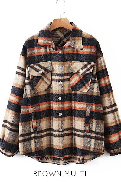 Oversized Plaid Flannel Jacket