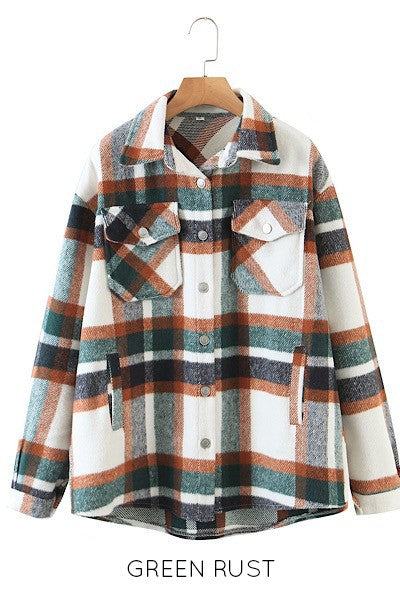 Oversized Plaid Flannel Jacket