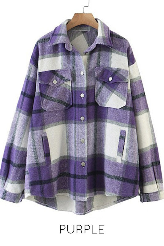 Oversized Plaid Flannel Jacket