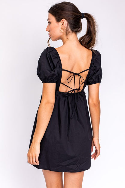 Short Sleeve Back Tie Doll Dress